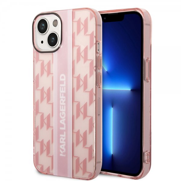 Karl Lagerfeld iPhone 14 -suojakuori Monogram Vertical Stripe Rosa