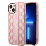 Karl Lagerfeld iPhone 14 -suojakuori Monogram Vertical Stripe Rosa