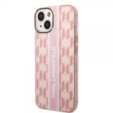 Karl Lagerfeld iPhone 14 -suojakuori Monogram Vertical Stripe Rosa