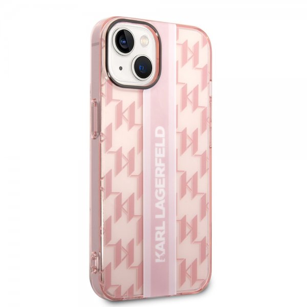 Karl Lagerfeld iPhone 14 -suojakuori Monogram Vertical Stripe Rosa
