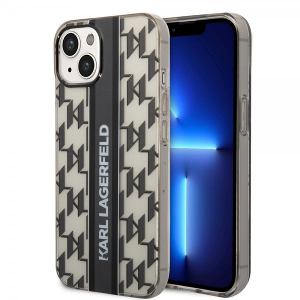 Karl Lagerfeld iPhone 14 Suojakuori Monogram Vertical Stripe Musta