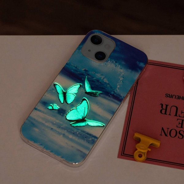 iPhone 14 Kuori Sinisiä Perhosia Aiheella