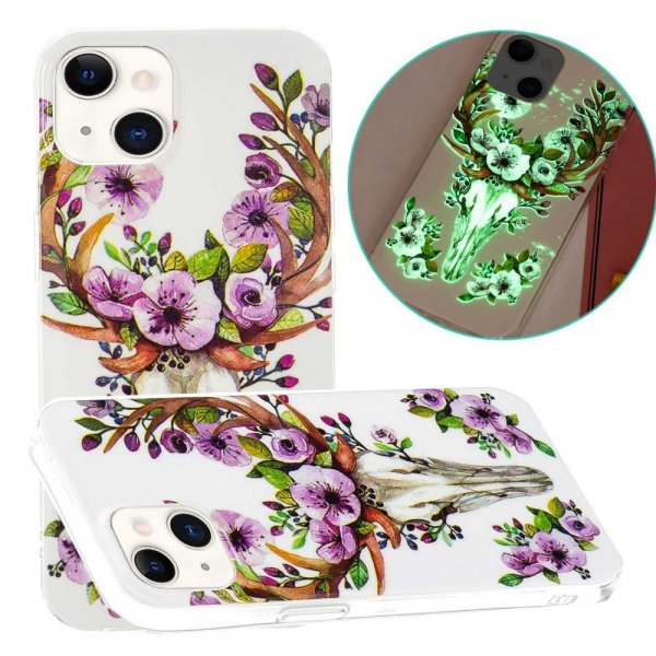 iPhone 14 Kuori Kukka- ja Peurakuviolla