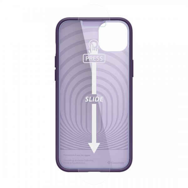Caseology iPhone 14 -suojakotelo näytönsuojalla Nano Pop 360 Grape Purple