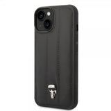 Karl Lagerfeld iPhone 14 Suojakuori Tikattu Nylon Puffy Case Ikonik Pin Musta
