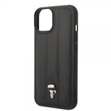 Karl Lagerfeld iPhone 14 Suojakuori Tikattu Nylon Puffy Case Ikonik Pin Musta