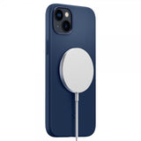 Spigen iPhone 14 -suojakuori Silicone Fit MagFit Navy Blue