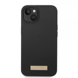 Guess iPhone 13 -kuori, silikoni, metallilevy, MagSafe, musta
