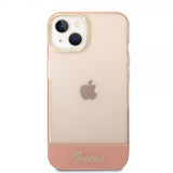 Guess iPhone 14 -läpinäkyvä kuori, vaaleanpunainen
