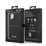 BMW iPhone 14 -suojakuori Tricolor Line & Logo musta
