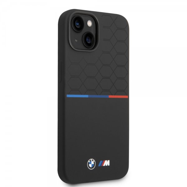 BMW iPhone 14 -suojakuori Tricolor Line & Logo musta