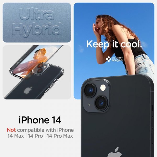 Spigen iPhone 14 -suojakuori Ultra Hybrid Frost Clear