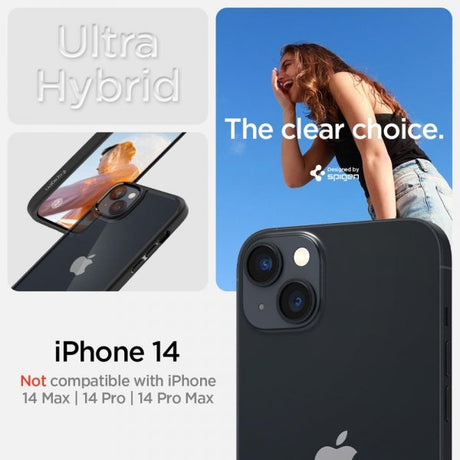 Spigen iPhone 14 -suojakuori, Ultra Hybrid, mattamusta