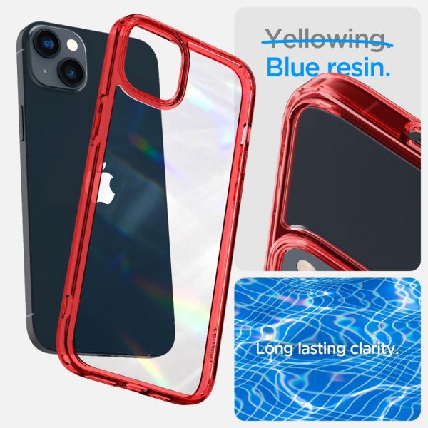 Spigen iPhone 14 Ultra Hybrid -suojakuori, punainen läpinäkyvä