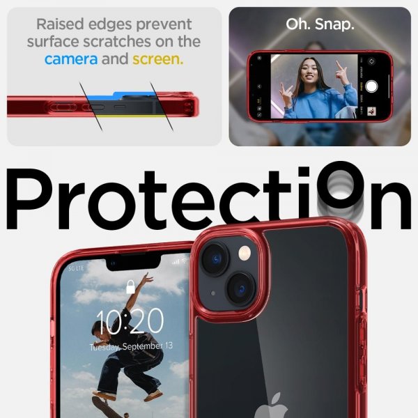 Spigen iPhone 14 Ultra Hybrid -suojakuori, punainen läpinäkyvä