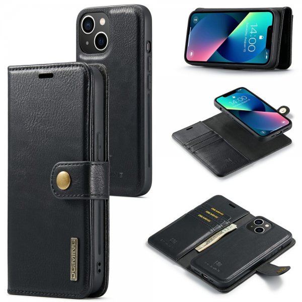 Dg.Ming iPhone 15 Kotelo irrotettavalla kuorella, musta