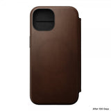 Nomad iPhone 15 Modern Leather Folio -kotelo, ruskea
