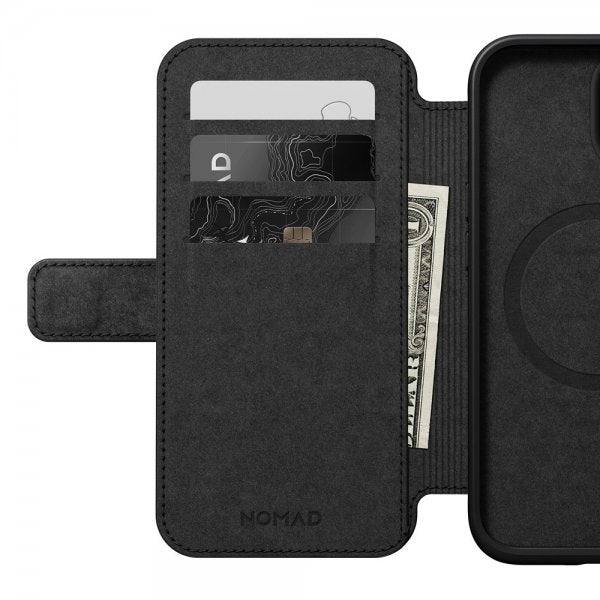 Nomad iPhone 15 Modern Leather Folio -kotelo, ruskea