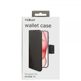 Celly iPhone 15 Suojakotelo Wally Wallet Case Musta