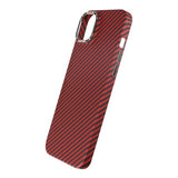 iPhone 15 Suojakuori Hiilikuitukuvio Punainen
