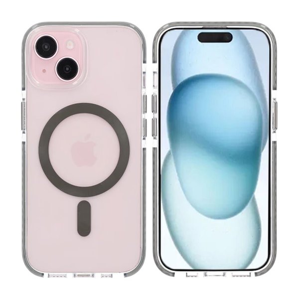 iPhone 15 Kuori Iskunkestävä MagSafe Harmaa