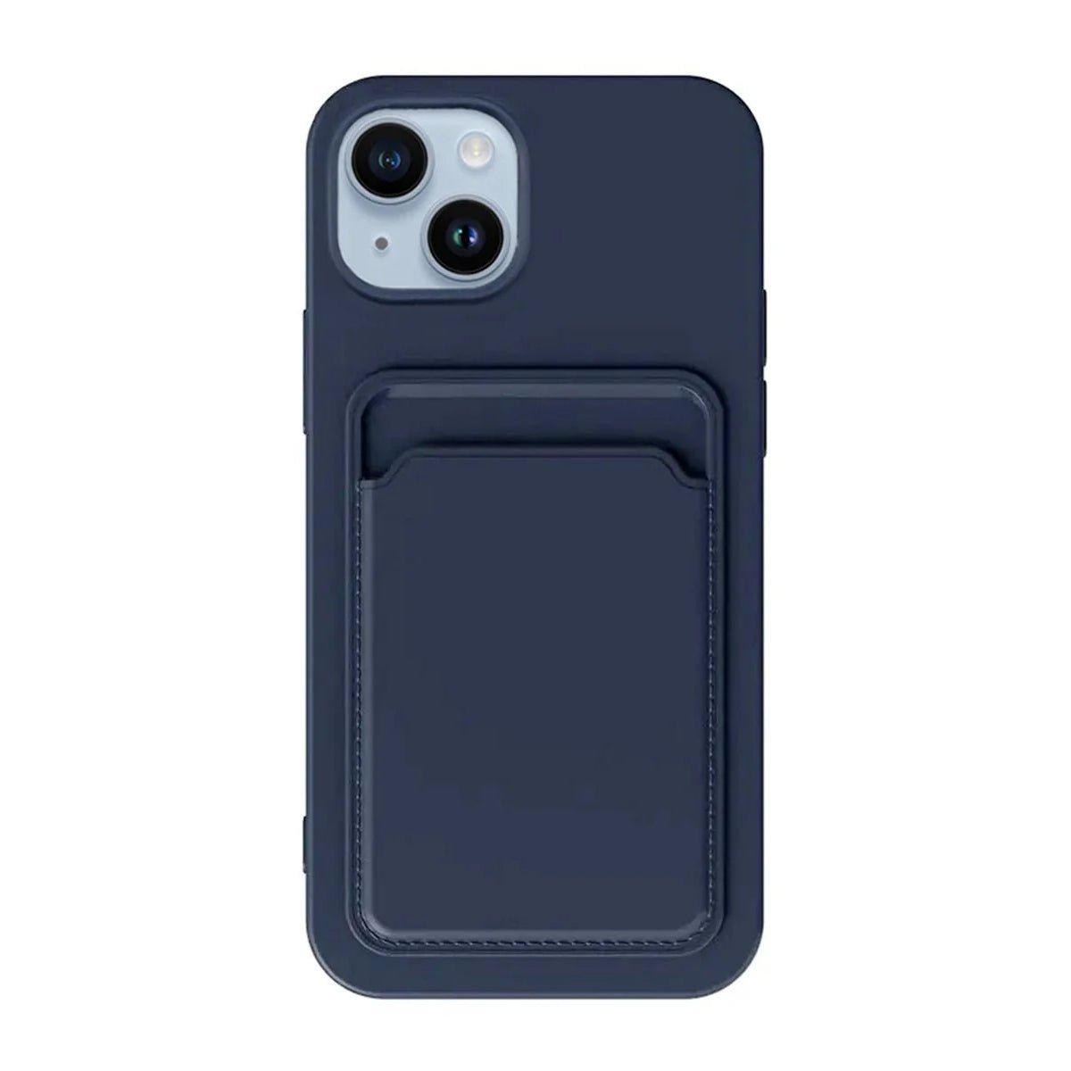 iPhone 15 Kuori Silikoni Korttitasku Sininen