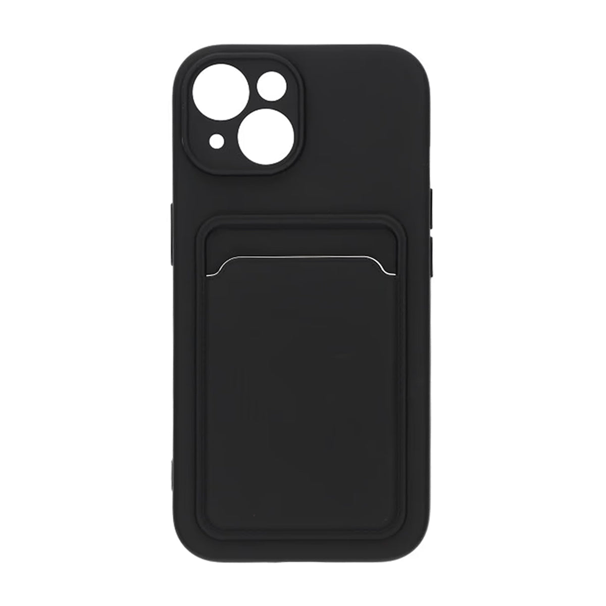 iPhone 15 Kuori Silikoni Korttitasku Musta
