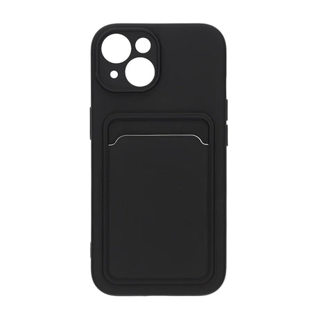 iPhone 15 Kuori Silikoni Korttitasku Musta