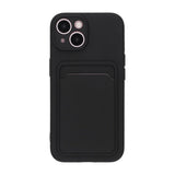 iPhone 15 Kuori Silikoni Korttitasku Musta