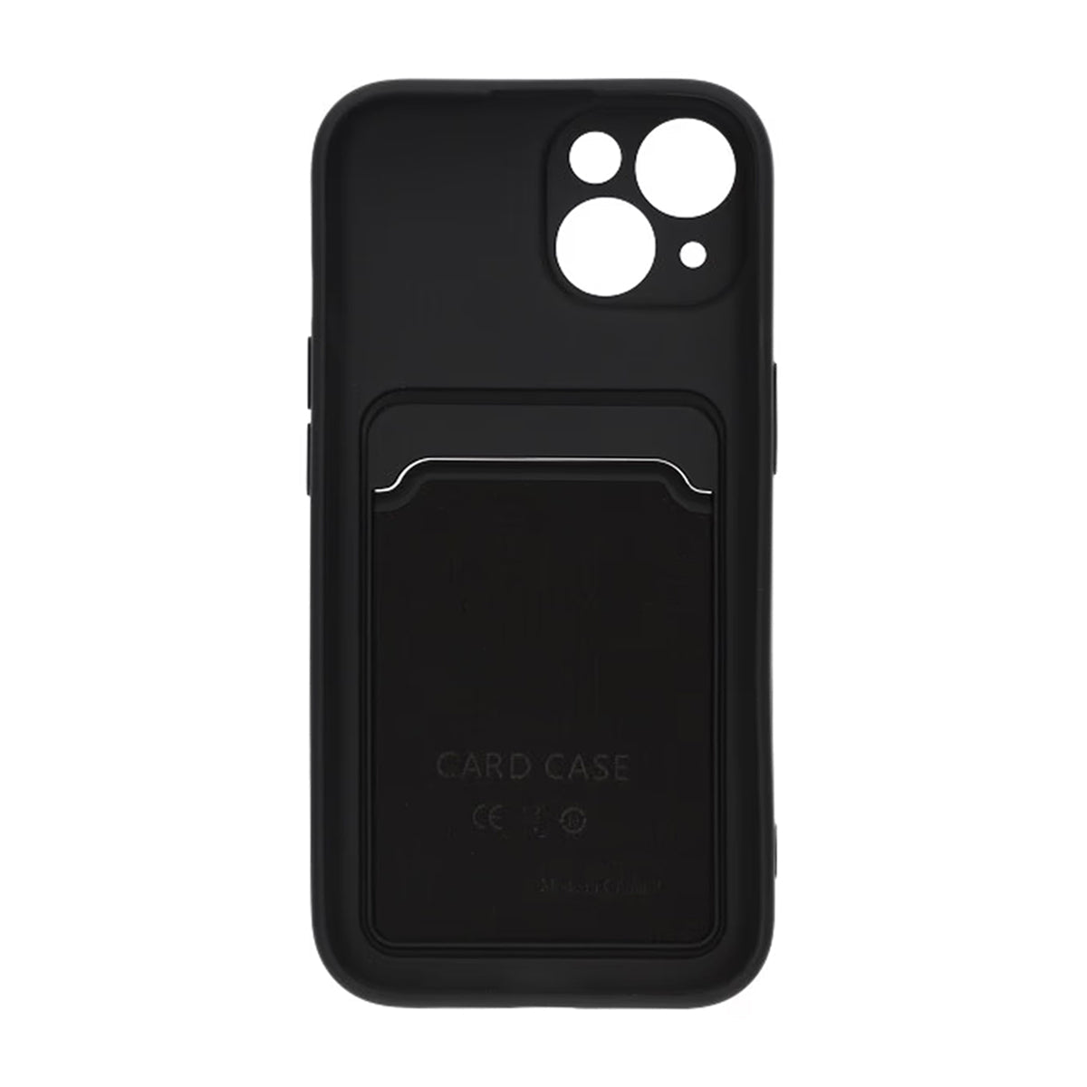 iPhone 15 Kuori Silikoni Korttitasku Musta