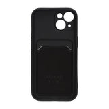 iPhone 15 Kuori Silikoni Korttitasku Musta