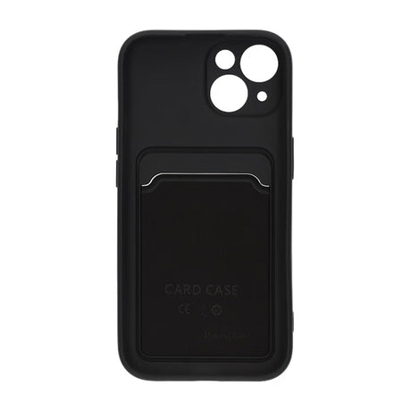 iPhone 15 Kuori Silikoni Korttitasku Musta