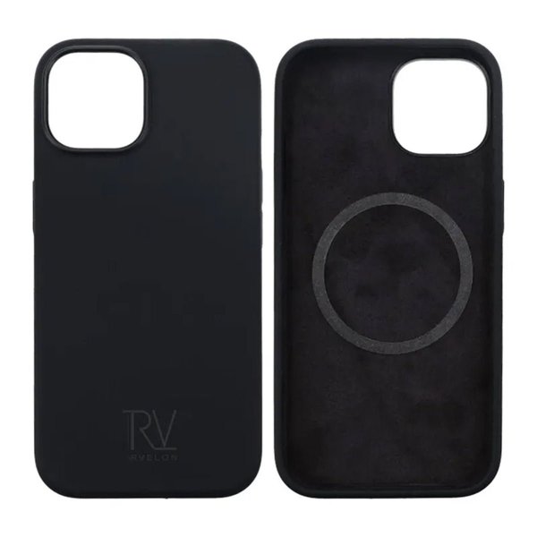 Rvelon iPhone 15 Silikonikuori MagSafella, musta