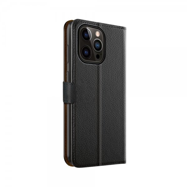 Xqisit iPhone 15 Plus -kotelo, Slim Wallet Selection, musta