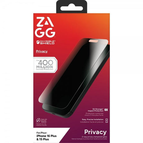 ZAGG InvisibleShield iPhone 15 Plus/iPhone 16 Plus -näytönsuoja Glass Elite Privacy