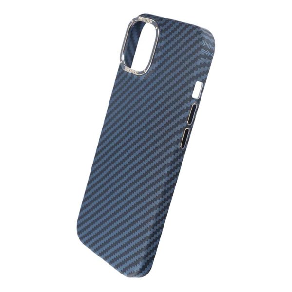 iPhone 15 Plus Suojakuori Hiilikuitukuviointi Sininen