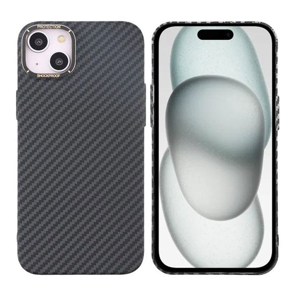 iPhone 15 Plus Suojakuori Hiilikuitukuvio Musta