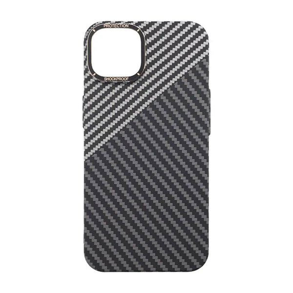 iPhone 15 Plus Suojakuori Hiilikuitukuvio Musta Valkoinen