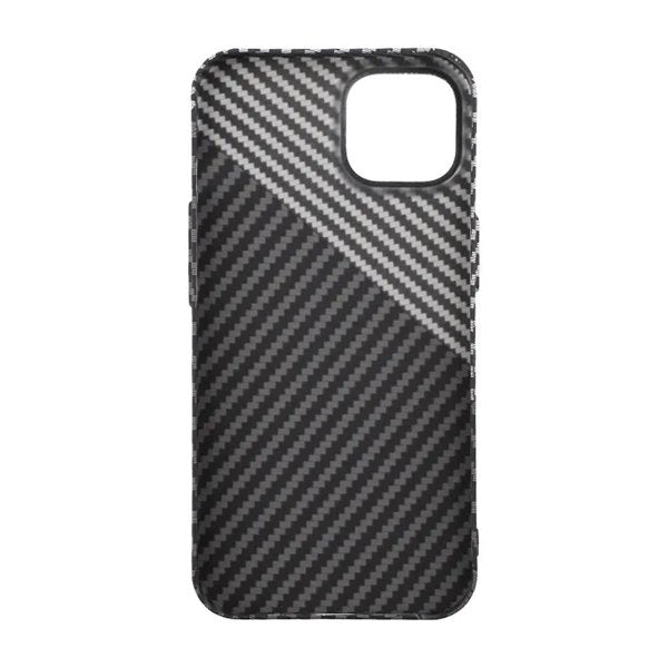 iPhone 15 Plus Suojakuori Hiilikuitukuvio Musta Valkoinen
