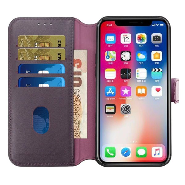 Rvelon iPhone 15 Plus Kotelo Aitoa Nahkaa Violetti