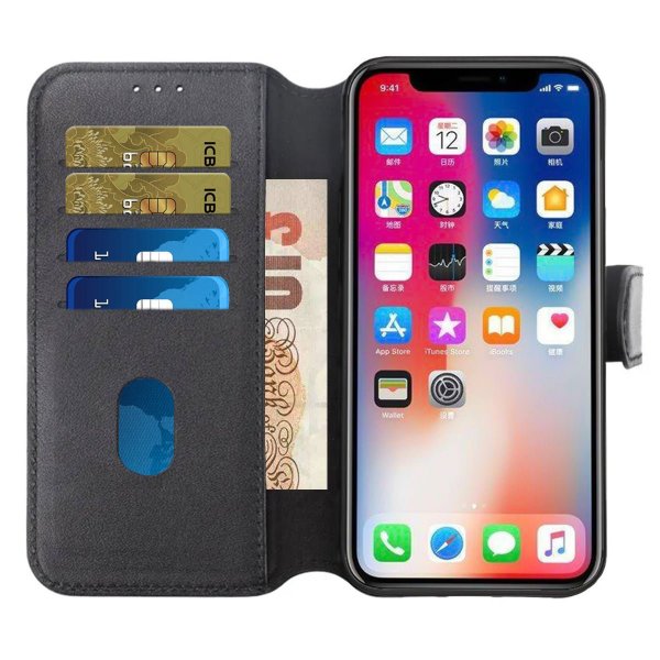 Rvelon iPhone 15 Plus Kotelo Aitoa Nahkaa Musta