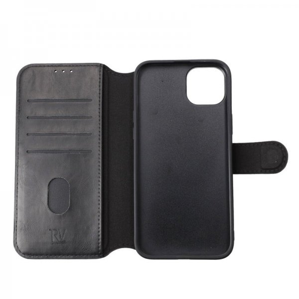 Rvelon iPhone 15 Plus Kotelo 4 Korttipaikkaa MagSafe Musta