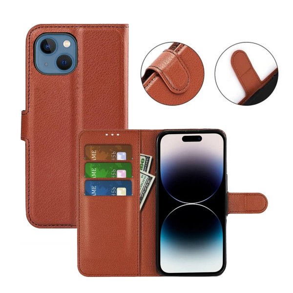 iPhone 15 Plus Suojakotelo Jalustalla Ruskea