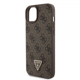 Guess iPhone 15 Plus Suojakuori 4G Metal Triangle Strass Ruskea