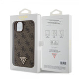 Guess iPhone 15 Plus Suojakuori 4G Metal Triangle Strass Ruskea