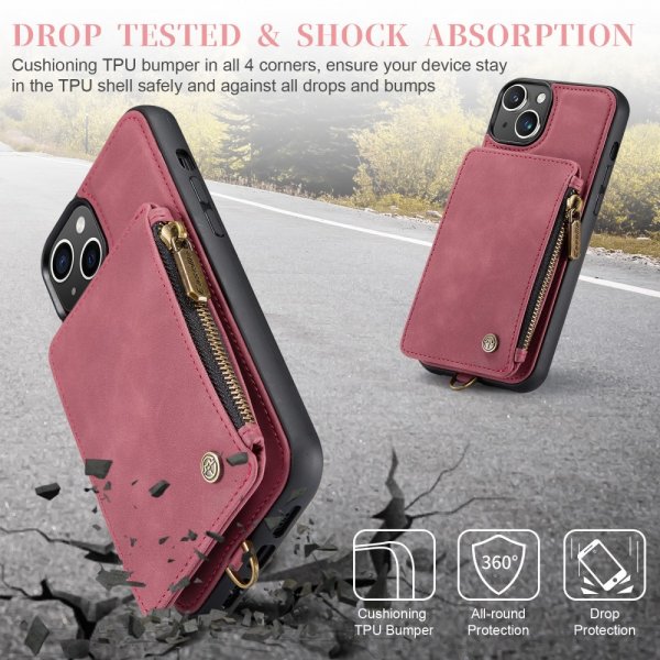 CaseMe iPhone 15 Plus C20 -sarjan kuori, punainen