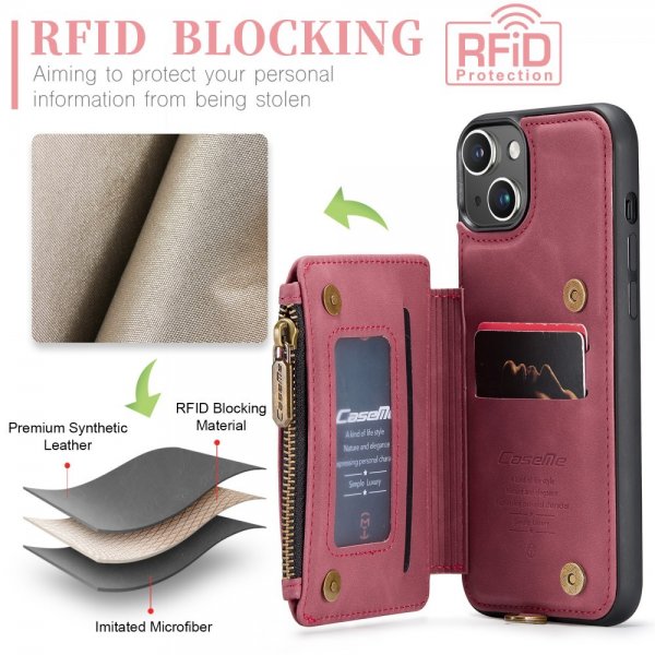 CaseMe iPhone 15 Plus C20 -sarjan kuori, punainen