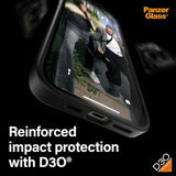 PanzerGlass iPhone 15 Plus -suojakuori ClearCase D3O, musta