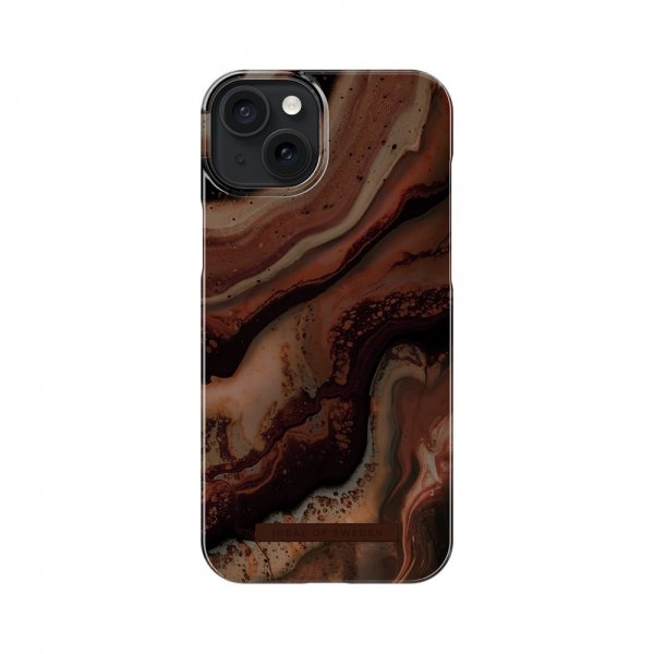 Ideal of Sweden iPhone 15 Plus Suojakuori Fashion Case MagSafe Dark Amber Marble