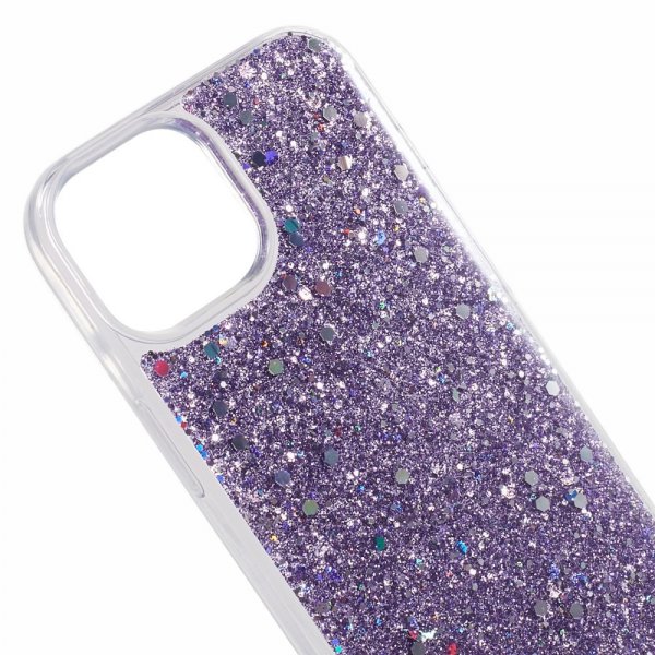 iPhone 15 Plus Suojakuori Kimallehileet Violetti